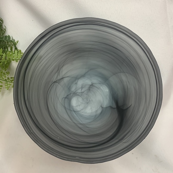 Set of 3 AKCAM Turkish glass BLACK SWIRL frosted soup / cereal bowls - Picture 8 of 9